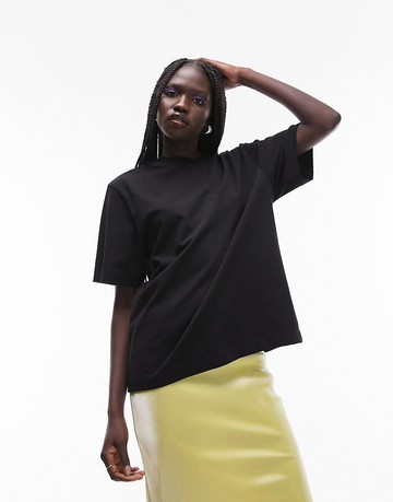 Topshop premium basic short sleeve tee in black