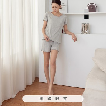 niceioi 簡約舒適木耳邊莫代爾睡衣套組