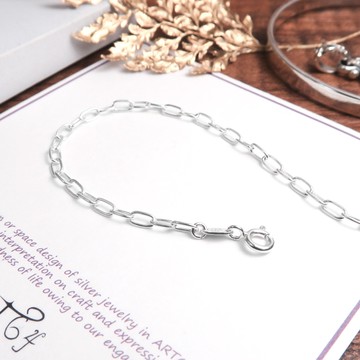 ART64 純銀 細長橢圓圈鍊(2.8mm中鍊) 26吋 925純銀項鍊 搭配鍊 銀鍊子