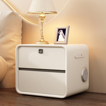 免運 附發票 床頭櫃 保險櫃 保險箱 小型床頭櫃 收納櫃 置物櫃智能床頭櫃充電多功能音箱指紋解鎖簡約保險櫃實木臥室床邊櫃子