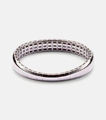 Shay Jewelry Diamond Pave Scales Stretch 18kt white gold bracelet with sapphires and diamonds