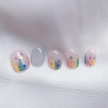 客製化禮物 彩虹小星星指甲貼片/穿戴甲/訂製美甲貼 NA 57
