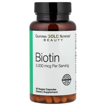 California Gold Nutrition, 生物維生素，5,000 微克，30 粒素食膠囊