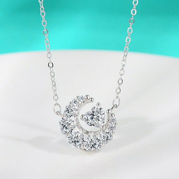 現貨+預購 頂級莫桑鑽石項鍊925純銀女項鍊鎖骨鍊項鏈情人節禮物-0.5克拉愛心異形74lq4【獨家進口】【米蘭精品】