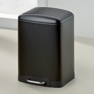 《KELA》Davino腳踏式垃圾桶-墨黑12L-- 回收桶 踩踏桶 緩降靜音