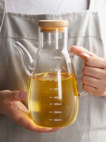 家用玻璃油壺帶刻度裝醬油瓶油罐壺防漏倒油小廚房用品醋壺調料瓶