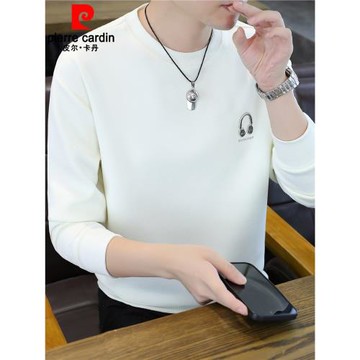 皮爾卡丹圓領衛衣男款高端休閑打底衫潮牌男士秋裝上衣內搭打底衫