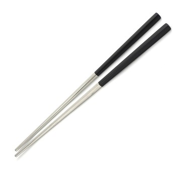 筷子 不銹鋼筷 黑銀色 4雙禮盒組 23.5公分 防燙方形筷 餐具禮盒 不銹鋼餐具 防滾餐具 環保筷 165-CPSBS235-4