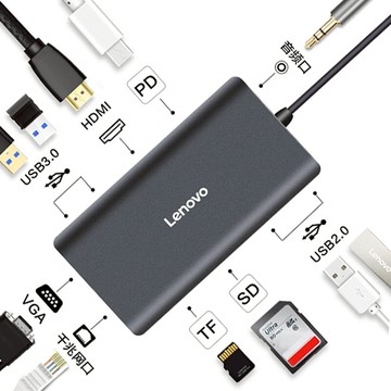 聯想 Type-C擴展塢轉HDMI/VGA/千兆網口華為MateBook XPro轉接頭