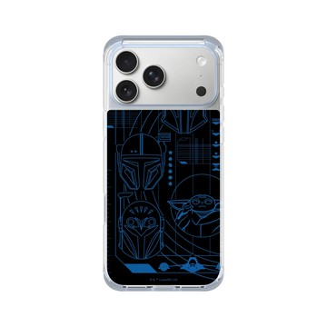 iPhone 17 Pro Max ClearX (MagSafe 兼容) 冰透藍 - 迪士尼-星際大戰 Star Wars - 曼達洛人-線稿風格