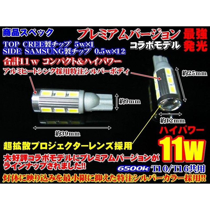 バックランプ T16 アクセラBM系 コラボレーションモデル 11w CREE+サムスン