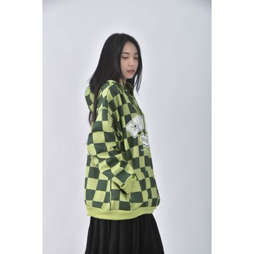 (F) 連帽綠色長袖上衣二手衣