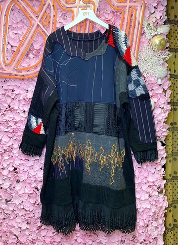 OTT獨一無二•日系重工手勾手編立體刺繡拼布連衣裙