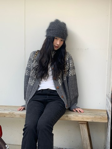 雙色冬日溫暖排扣針織衫