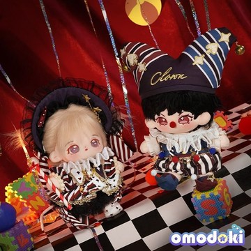 臺灣出貨 omodoki原創20cm棉花娃娃娃衣闇夜馬戲團闇黑風毛絨小醜服玩偶