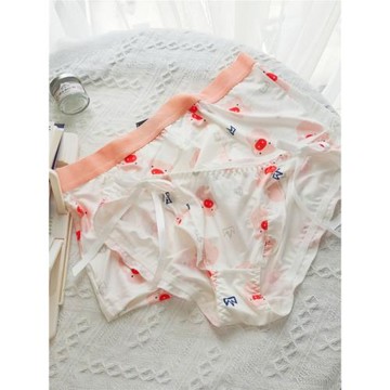 牛奶絲可愛卡通情侶款內褲一男一女日系純欲蝴蝶結木耳邊棉檔激情