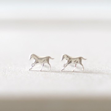 Horse 迷你耳環 / SV925 馬 飾品