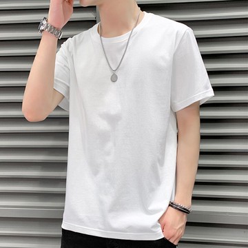 春夏季新款男士韓版短袖T恤潮流男裝衣服潮牌純棉半袖白體恤