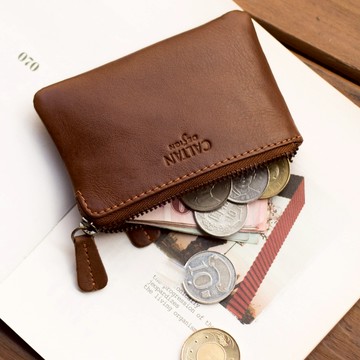 『新品上市』老爺有喜 真皮素雅雙拉鍊質感小錢包(072693cd)