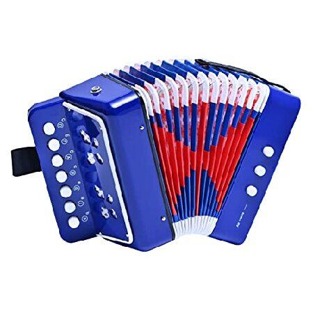 Kids Accordion 10 keys Button,Musical Instrument,Accordions Gift for Child Beginners (Blue)