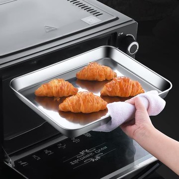 304不銹鋼烤盤長方形家用小烤箱專用盤子小號迷你烘培器皿托盤型