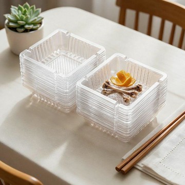 一次性吐骨碟餐桌便攜透明塑膠盤瓜子水果吐骨盤必備台灣出貨**
