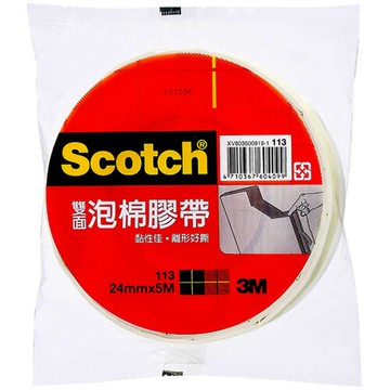3M Scotch 雙面泡棉膠帶 24mmX5M 單入袋裝
