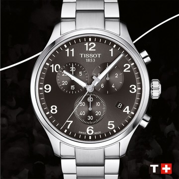 TISSOT 天梭 韻馳系列 Chrono XL計時手錶-黑x銀/45mm T1166171105701