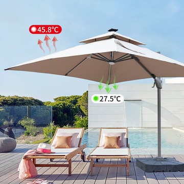 開發票 最低價 戶外遮陽傘 雨棚 戶外遮陽傘庭院傘露臺陽臺擺攤大太陽傘別墅花園室外燈條珠羅馬傘 快速出貨