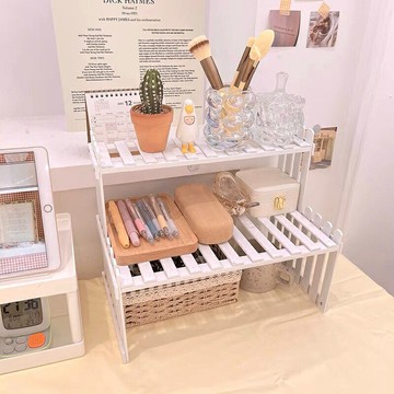 桌面收納盒ins雙層梯形置物架多肉盆栽花架書架桌面收納架辦公室簡約多層架