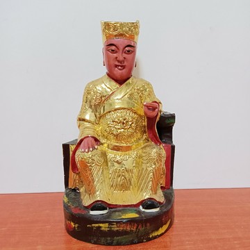 木雕灶君，高22公公，底座輕微小裂痕