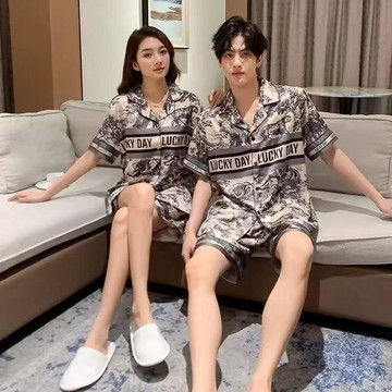 9257 人多次消費🤍韓版高級感水墨畫情侶短袖睡衣女夏款寬鬆輕奢網紅風家居服套裝L8NR