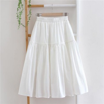 2025早春夏仙女小白裙半身裙女A字傘裙氣質中長款裙森系文藝穿搭