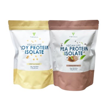 [台灣 Tryall] 分離大豆蛋白 (1kg/袋)+分離豌豆蛋白 (1kg/袋) 多口味-分離大豆蛋白+分離豌豆蛋白-烏龍奶茶