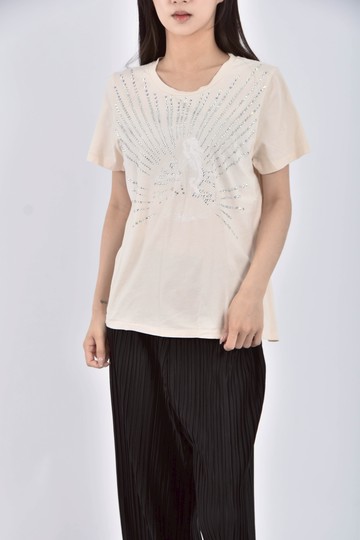 (S) 貼鑽杏色短袖上衣