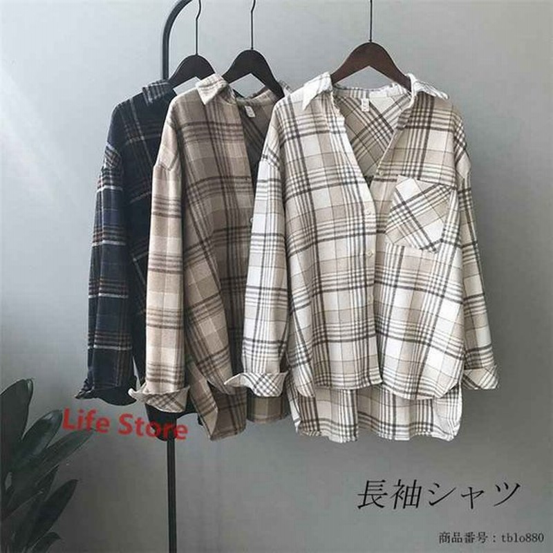 シャツ レディース チェックシャツ トップス ブラウス ボタンシャツ シャツアウター 3色 長袖 ゆったり 春 カジュアル 30代 代 コーデ 通販 Lineポイント最大get Lineショッピング