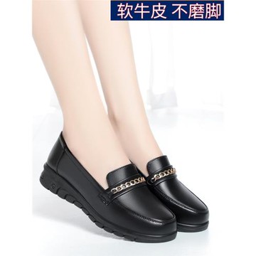 皮嘟嘟鞋店百搭皮鞋女媽媽鞋中老年軟底單鞋春秋款工作奶奶老人鞋