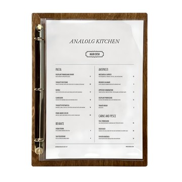 Clipboard Project 環形活頁夾木質菜單板 純金色 + PET內頁 2張  A4  1組