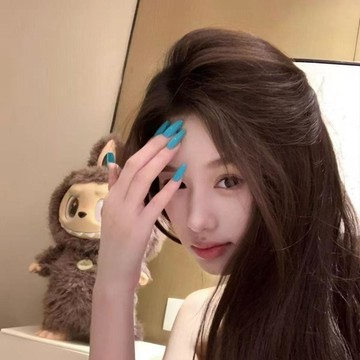 臺灣熱賣辣妹湖藍色加長穿戴甲 御姐風手工美甲 重複使用學生顯白假指甲貼MJP