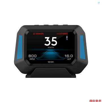 多功能行車電腦 P21 抬頭顯示汽車儀表、OBDII 診斷和坡度計車速表安全駕駛電腦超速報警器適用於所有車輛