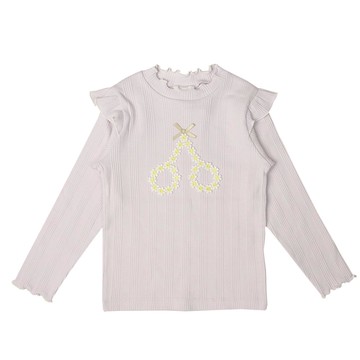 akachan honpo - 長袖小立領Ｔ恤-紫色