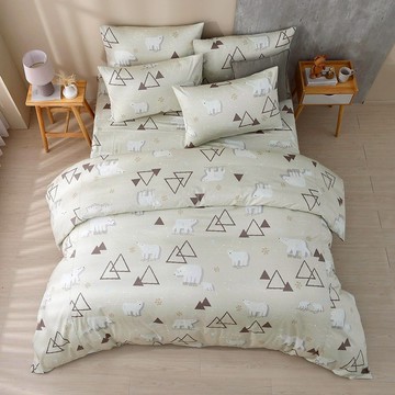 鴻宇 四件式床包被套組 美國棉 哈肯小熊 米 多尺寸任選 台灣製2507