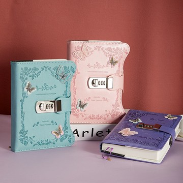 帶鎖日記本/帶鎖記事本/密碼本 女生秘密小學生密碼筆記本男孩簡約文藝復古少女心密碼鎖筆記本子精致大學生創意記事本