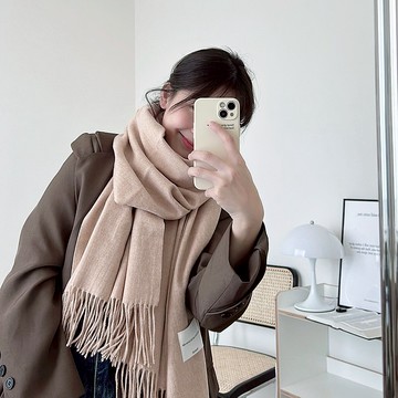 JIN CHA GOD- 素面流蘇圍巾燕麥色 God is love and He loves me