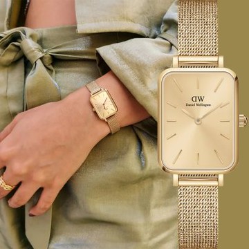 Daniel Wellington DW 女錶-20x26mm Quadro Unitone 極簡美學方形米蘭帶女錶 新春換新 送禮首選-金色 DW00100485