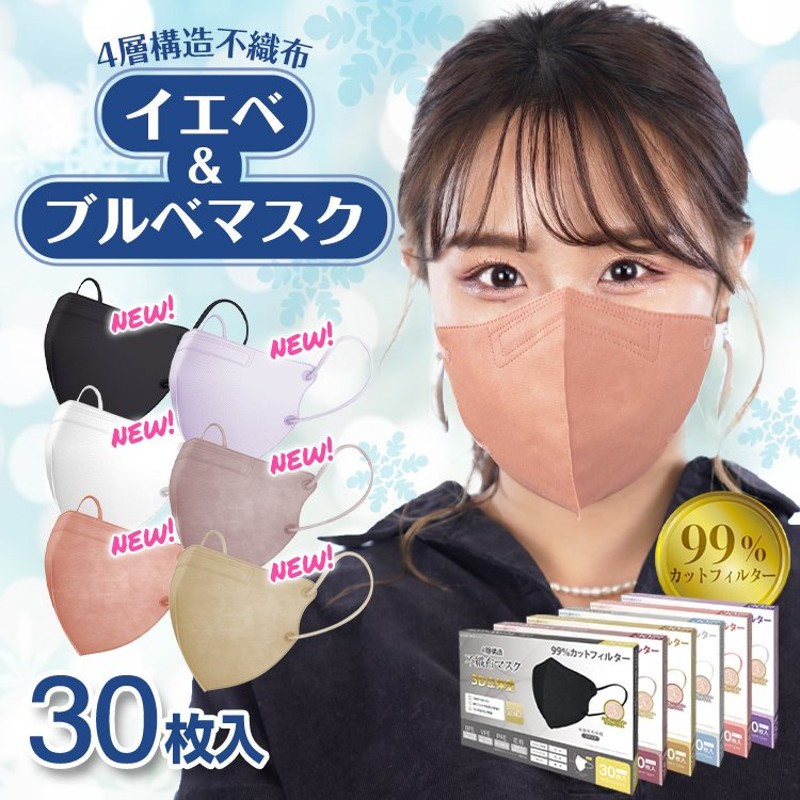 今だけSALE! 4層マスク 30枚 3D 立体マスク 血色 個別包装 4層 カラー 蒸れない 日本認証 不織布マスク フィット 小顔効果 花粉症  ウイルス クーポン 通販 LINEポイント最大0.5%GET | LINEショッピング