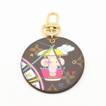 LOUIS VUITTON LV 路易威登 棕/粉色 原花帆布 Porte Cles Illustre Vivienne 鑰匙圈 吊飾 【二手名牌BRAND OFF】