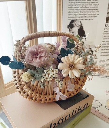 Miss。花謎 【弦月花籃】提籃 桌花 盆花 開幕花禮