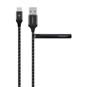 MOMAX ZERO Type-C to USB-A 連接線 堅韌尼龍編織 數據傳輸+充電二合一  1m  黑色  1條