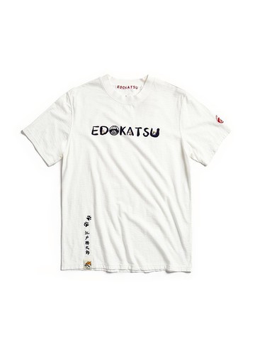 江戶勝 日系 男裝 英文字柴犬 短袖T恤(米白色) #上衣